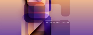 Soyut geometrik şekiller örtüşür, canlı bir değişim etkisi yaratır. Yumuşak mor, turuncu renkler kompozisyona hakim. Modern tasarım ögesi.