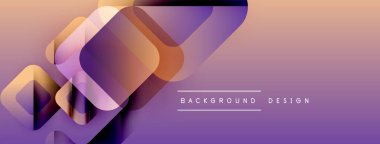 Soyut geometrik şekiller üst üste binerek katmanlı mor, turuncu gradyan oluşturur. Arkaplan ve sunumlar için modern tasarım ögesi.