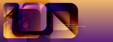 Soyut geometrik şekiller örtüşür, canlı bir değişim etkisi yaratır. Turuncu, mor renkler tasarımda baskın. Modern, şık arkaplan.