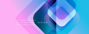 Soyut geometrik tasarım. Üst üste binen kareler canlı bir değişim etkisi yaratır. Pembe, mavi renkler kompozisyona hakim. Modern, şık arkaplan.