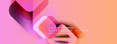 Soyut geometrik şekiller örtüşüyor, canlı pembe, turuncu renkler yaratıyor. Arkaplan ve sunumlar için modern tasarım ögesi.