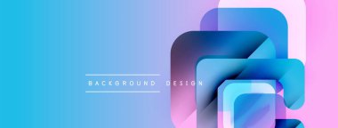 Soyut geometrik şekiller örtüşür, canlı bir değişim etkisi yaratır. Mavi, mor, pembe renkler dizaynın hakimi. Modern estetik.