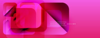 Soyut pembe tasarım. Üst üste binen kareler dinamik görsel efekt yaratır. Modern, canlı, geometrik bileşim.