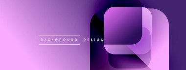 Soyut mor eğimli arkaplan. Üst üste binen kareler modern tasarım ögesi oluşturur. Metin arka plan tasarımı okur. Minimalist estetik.