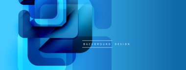 Soyut mavi şekiller dinamik bileşim oluşturur. Modern tasarım elementleri teknoloji ve yenilik öneriyor. Temiz estetik.