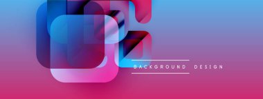 Soyut eğim arkaplanı. Üst üste binen kareler dinamik görsel efekt yaratır. Pembe, mavi renkler kompozisyona hakim. Modern tasarım ögesi.