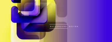Soyut geometrik şekiller örtüşür, parlak sarı ve mor renkler yaratır. Sancaklar ve arka planlar için modern tasarım uygun.