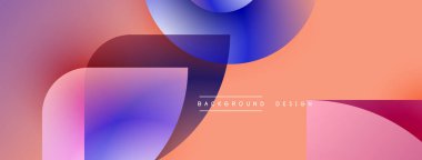 Soyut akışkan şekiller harmanlanarak, canlı bir arkaplan oluşturur. Şeftali, mor renkler modern estetik sunarak tasarıma hükmediyor..