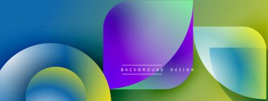 Soyut sıvı şekilleri örtüşür ve canlı renk değişimleri yaratır. Mavi, mor, yeşil, sarı renkler kusursuz bir şekilde harmanlanır. Modern tasarım ögesi.