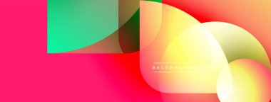 Soyut renkli şekiller çakışıyor. Gradyan renkler harmanlanarak, dinamik görsel efekt yaratır. Modern tasarım arka planlar için uygun.