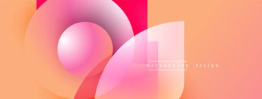 Soyut tasarım özellikleri üst üste pembe, turuncu daireler. Renkler modern görsel efekt yaratır. Metin arkaplan tasarımı okur.