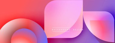 Soyut gradyanlar çakışıyor ve canlı bir görsel etki yaratıyor. Pembe, mor, kırmızı renkler kompozisyona hakim. Modern tasarım ögesi.