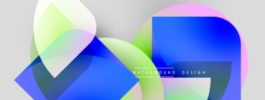 Soyut şekiller örtüşür, parlak mavi, yeşil ve pembe renkler yaratır. Metin arkaplan tasarımlı modern tasarım görünür.