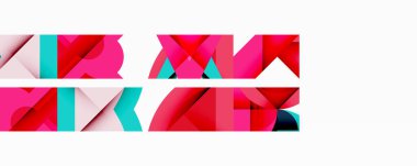 Soyut geometrik şekiller, canlı pembeler, turkuaz renkler. Üst üste binen katmanlar dinamik görsel doku yaratır. Minimalist tasarım, temiz arkaplan.