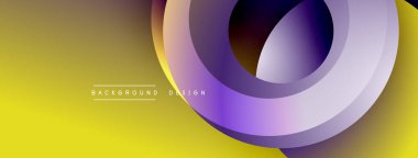 Soyut sarı mor tasarım. Üst üste binen daireler dinamik görsel akış yaratır. Sunumlar ve web siteleri için modern gradyan arkaplan.