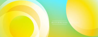Soyut arka plan katmanlı daireler, canlı sarı, turkuaz gradyanlar. Modern tasarım enerjiyi, iyimserliği, pürüzsüz geçişleri çağrıştırıyor.