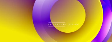 Soyut canlı katmanlar dinamik dairesel bileşim yaratır. Sarılar, morlar pürüzsüzce harmanlanarak modern estetik sunuyor..