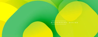 Soyut, enerjik bir arkaplan. Üst üste binen sarı, yeşil şekiller modern tasarım yaratır. Yumuşak gradyanlar görsel ilgi sunar.