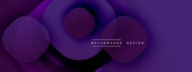 Soyut mor katmanlar dinamik akış şekilleri yaratır. Modern tasarım, gradyanlar, eğriler, metin elementleri içerir. Minimalist estetik.
