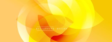 Soyut sarı tasarım. Üst üste binen şekiller dinamik akış yaratır. Sıcak tonlar enerjiyi, modern estetiği akla getirir. Basit metin arkaplan tasarımı okur.