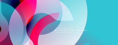 Soyut renkli çakışan daireler dinamik arkaplan oluşturur. Modern tasarım canlı renklere, pürüzsüz eğimlere sahiptir..