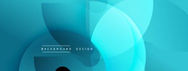 Soyut mavi arkaplan. Üst üste binen daireler dinamik görsel efekt yaratır. Sancaklar ve sunumlar için modern tasarım uygun.