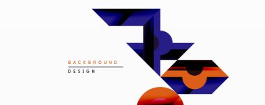 Soyut geometrik tasarım üst üste binen şekiller, canlı turuncu, lacivert renkler içerir. Minimalist kompozisyon modern görsel etki yaratır. Temiz çizgiler dinamik hareketi işaret ediyor.