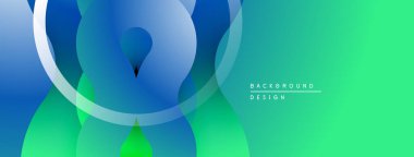 Soyut sıvı şekilleri, mavi yeşil gradyan. Modern tasarım, pürüzsüz geçişler, dinamik kompozisyon. Minimalist estetik, temiz çizgiler..