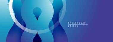 Soyut mavi şekiller örtüşür, dinamik görsel efekt yaratır. Gradyan gölgeler derinlik sağlar, modern estetik. Minimalist tasarım.