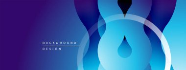 Soyut mavi eğimli arkaplan. Üst üste binen daireler dinamik görsel efekt yaratır. Dijital projeler için uygun minimalist tasarım.