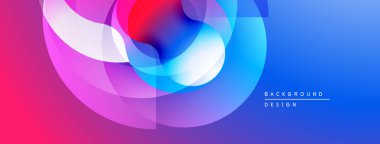 Soyut, canlı katmanlar akışkan şekiller yaratır. Mavi, mor, kırmızı renkler kusursuz bir şekilde harmanlanır. Modern tasarım ögesi.
