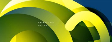 Soyut akışkan şekiller, canlı yeşiller, sarılar, maviler. Modern tasarım, pürüzsüz eğimler dinamik kompozisyon yaratır. Minimalist estetik.