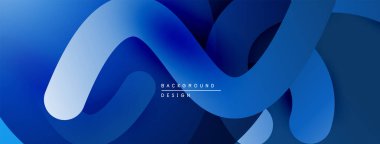 Soyut mavi tasarım akışkan şekiller, gradyanlar içerir. Modern estetik, dijital arka planlar ve sunumlar için uygun. Düz eğriler dinamik bileşim oluşturur.
