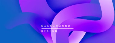 Soyut sıvı şekiller, canlı mor renkler derin maviler ile harmanlanır. Modern tasarım, pürüzsüz gradyanlar dinamik görsel efekt yaratır.
