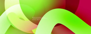 Soyut renkli tasarım. Pürüzsüz şekiller örtüşüyor, canlı gradyanlar yaratıyor. Dijital projeler için modern arkaplan.