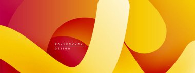 Soyut akışkan şekiller, sıcak renk eğimleri. Turuncu, sarı, kırmızı renkler düzgün bir şekilde harmanlanır. Arka planlar için modern tasarım ögesi.