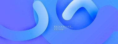 Soyut mavi katmanlar akışkan şekiller yaratır. Yumuşak eğimler derinliği, modern tasarım elementlerini gösteriyor. En küçük metin arkaplan amacını gösterir.