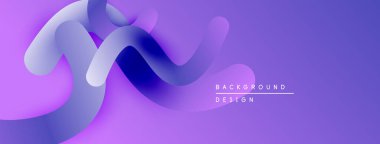 Soyut sıvı şekiller, mor renkler, modern tasarım. Pürüzsüz gradyanlar dinamik görsel akış yaratır. Projeler için arkaplan ögesi.