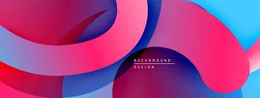 Soyut sıvı şekilleri örtüşür, canlı gradyanlar yaratır. Pembe, mavi, mor renkler tasarımda baskın. Modern estetik.
