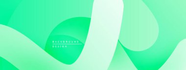 Soyut yeşil arkaplan. Düz kıvrımlar, gradyanlar modern tasarım yaratır. Minimalist estetik, temiz kompozisyon. Dijital projeler için ideal.