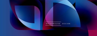 Soyut sıvı şekilleri örtüşür, parlak mavi, mor ve pembe renkler yaratır. Arkaplan, pankart ve sunumlar için modern tasarım ögesi.