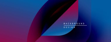 Soyut gradyanlar mor, mavi ve pembe renkleri harmanlarlar. Üst üste binen şekiller dinamik görsel efekt yaratır. Metin arkaplan tasarımı okur.