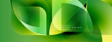 Soyut yeşil tasarım. Yumuşak eğimler, yuvarlak şekiller dinamik bileşimler oluşturur. Modern estetik, arka planlar için uygun.