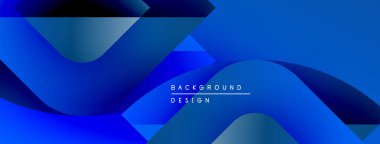 Soyut mavi tasarım üst üste binen şekiller, gradyanlar. Modern estetik, arka planlar ve sunumlar için uygun. Minimalist stil.