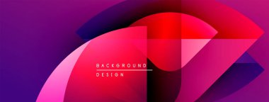 Soyut enerjik tasarım. Üst üste binen şekiller dinamik değişim etkisi yaratır. Pembe, mor, kırmızı renkler kompozisyona hakim. Modern arkaplan dokusu.