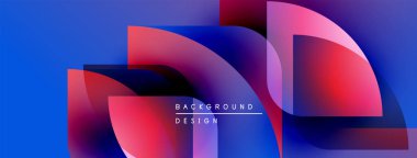 Soyut geometrik şekiller örtüşür, parlak mavi ve pembe renkler yaratır. Modern tasarım elementleri dinamik görsel deneyim önerir.