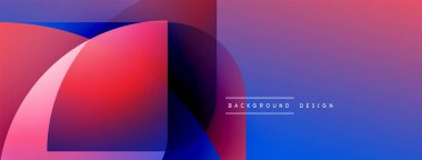 Soyut gradyanlar canlı kırmızıları, mavileri, morları harmanlarlar. Modern tasarım geometrik şekiller, pürüzsüz geçişler, metin örtüsü içerir.