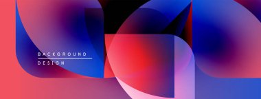 Soyut geometrik şekiller canlı renkleri harmanlarlar. Gradyan renkler dinamik görsel kompozisyon yaratır. Modern tasarım elementleri cesur estetik sunar.