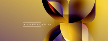 Soyut altın tasarım özellikleri üst üste binen yuvarlak şekiller. Sıcak renk paleti dinamik görsel efekt yaratır. Metin arkaplan tasarımı okur.