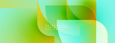 Soyut arkaplan özellikleri üst üste binen şeffaf şekiller. Renkler yeşillikleri karıştırır, sarılar, maviler yumuşak renkler yaratır. Modern tasarım ögesi.